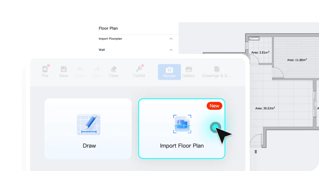 Create or upload a floor plan with Coohom – easy design