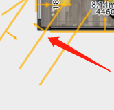 1. 機能モジュール：設計図面/寸法計測画面
2. 指向オブジェクト：図面下端の境界線および寸法数値（8.14m、4460等）
3. 操作の役割：赤い矢印は図面の底辺境界を、黄色い線は各部位の具体的な寸法値を指しており、設計上の正確なサイズを確認するために使用されます。