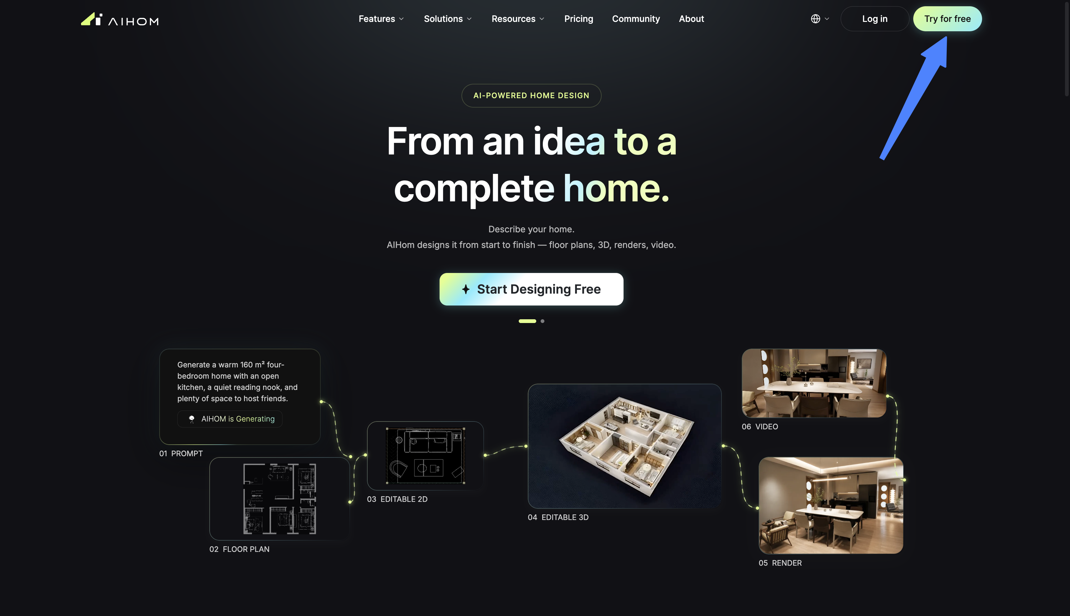 Coohom homepage sign-up button